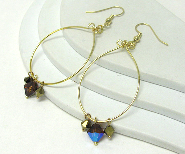 Swarovski crystal dangle hoop earring - made in usa - hoops