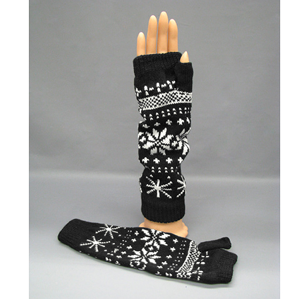 Fingerless winter double snowflake glove - christmas theme