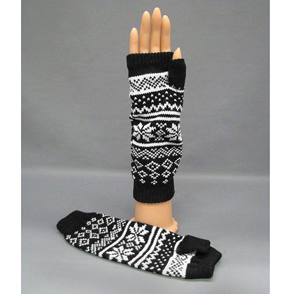 Fingerless winter snowflakes glove - christmas theme