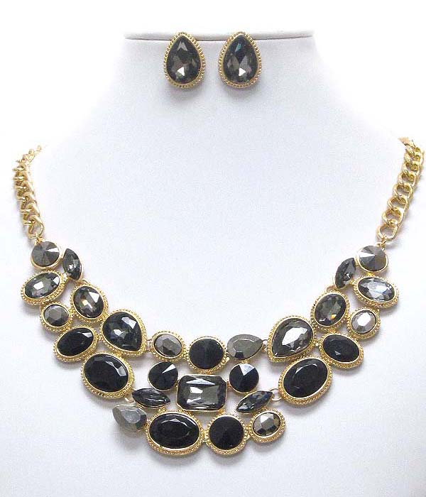 Multi crystal and glass mix deco boutique style necklace earring set