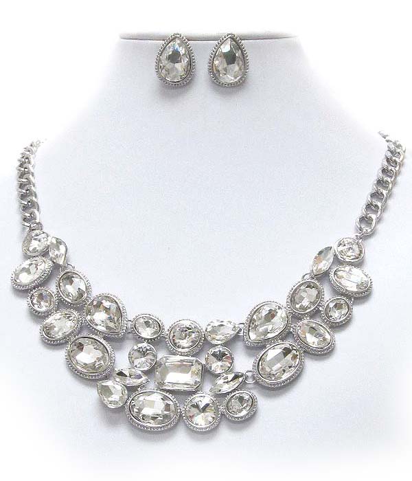 Multi crystal and glass mix deco boutique style necklace earring set