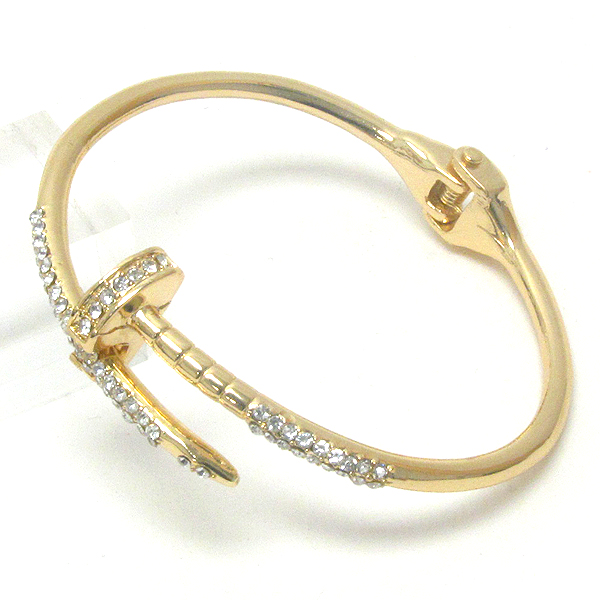 Crystal deco nail hinge bangle bracelet