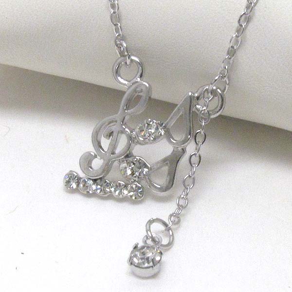 Made in korea whitegold plating crystal deco music note necklace