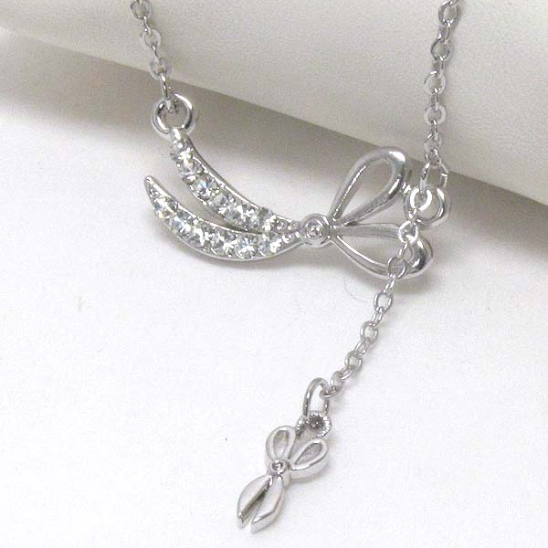 Made in korea whitegold plating crystal deco dual scissor necklace