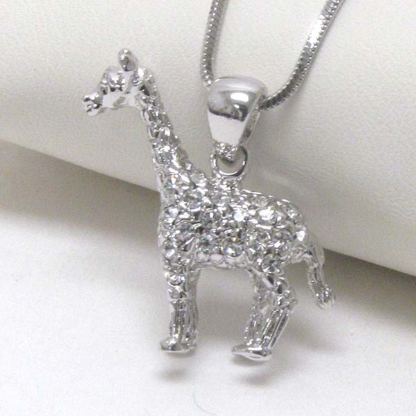 Made in korea whitegold plating crystal deco giraffe necklace