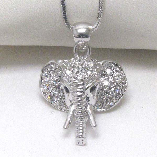 Made in korea whitegold plating crystal deco elephant necklace