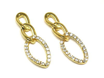 Crystal and metal chain link earring