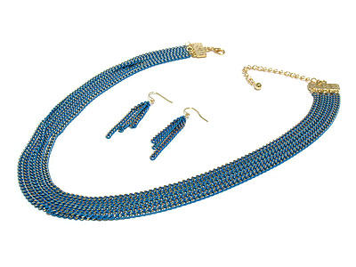 Five colored metal chain necklace set