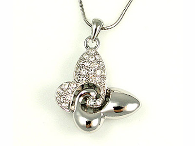 Made in korea whitegold plating crystal butterfly necklace