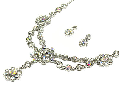 Austrian crystal flower drop necklace set