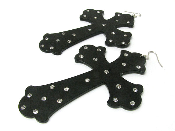 Crystal stud acryl large cross earring