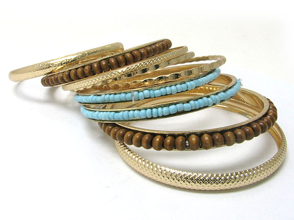 Pearl and metal mixed multi bangle set