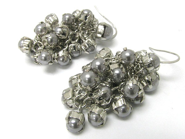 Multi pearl ball cluster drop earring