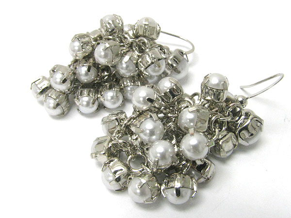 Multi pearl ball cluster drop earring