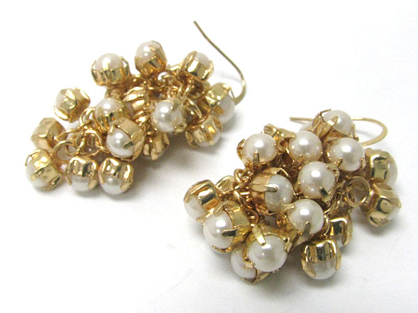 Multi pearl ball cluster drop earring