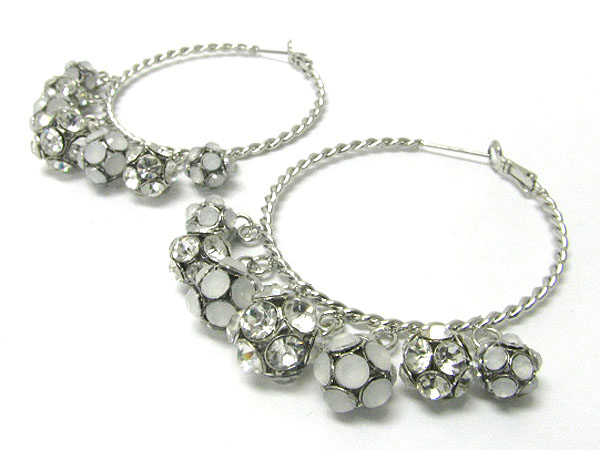 Multi crystal ball dangle hoop earring - hoops