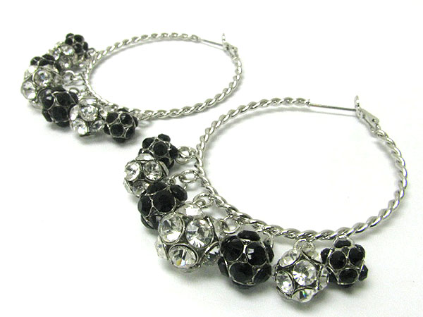 Multi crystal ball dangle hoop earring - hoops