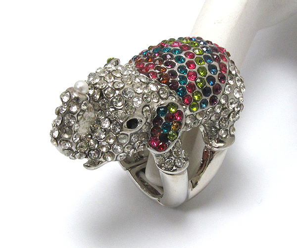 Crystal with one pearl stud elephant stretch ring