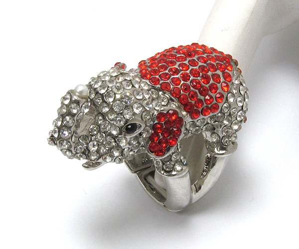 Crystal with one pearl stud elephant stretch ring