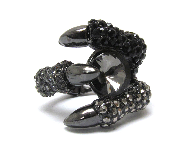 Facet glass and crystal claw stretch ring