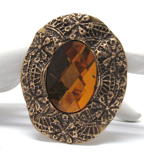 Extra large texture metal glass stone stretch ring