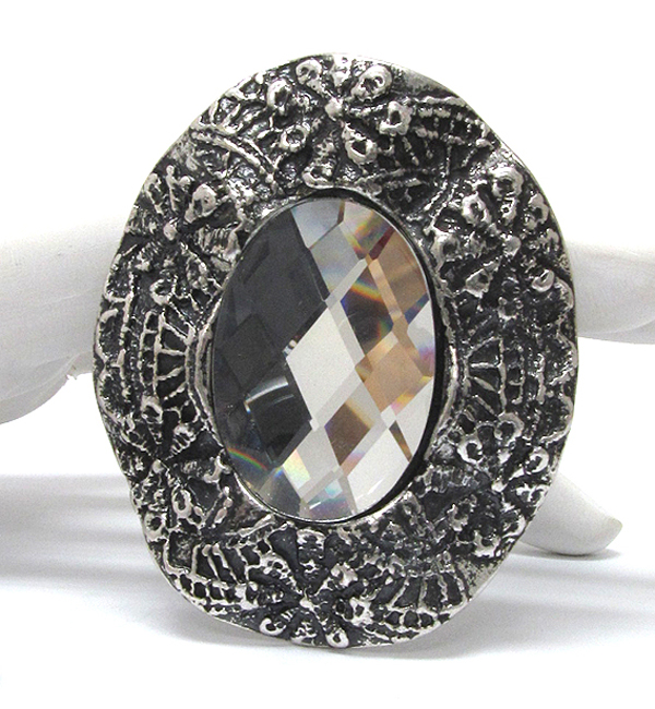 Extra large texture metal glass stone stretch ring