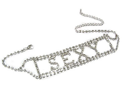 Double line crystal sexy choker