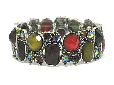 Abalon and crystal deco stretch bracelet