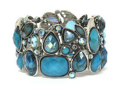 Facet acryl and crystal deco stretch bracelet 