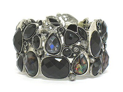 Facet acryl and crystal deco stretch bracelet 