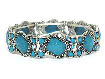 Acryl and crystal deco stretch bracelet 