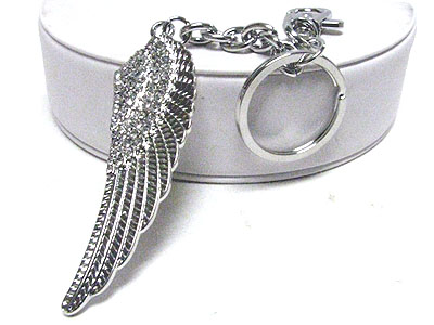 Crystal stud angel wing key holder charm