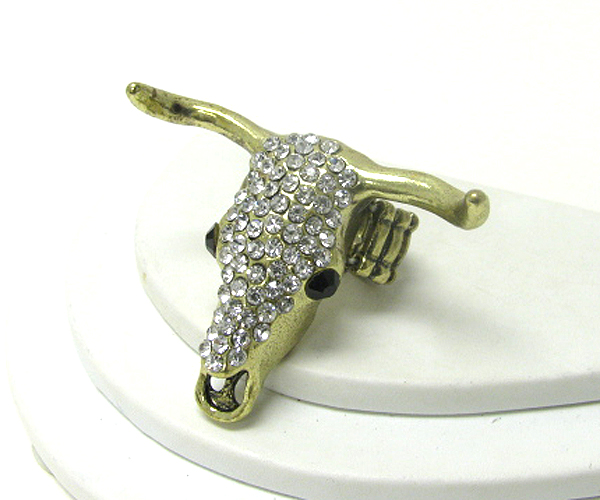 Crystal stud longhorns stretch ring