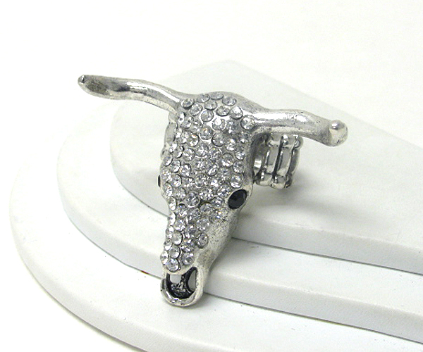 Crystal stud longhorns stretch ring