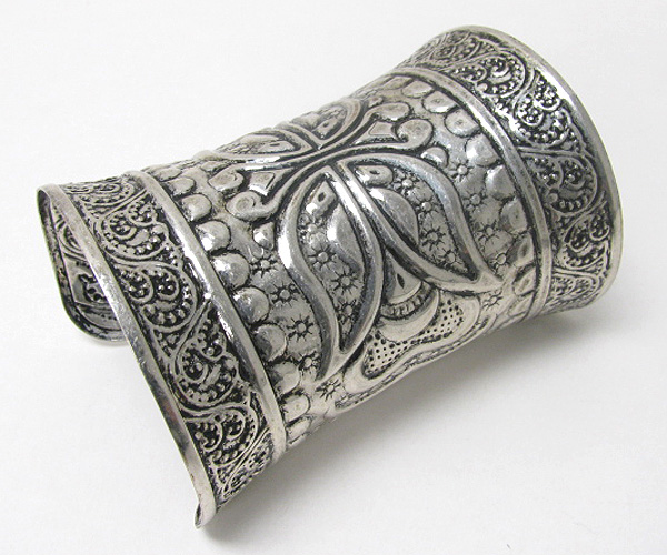 4 inch tall textured metal cuff bangle