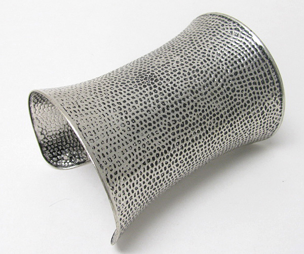 4 inch tall textured metal cuff bangle