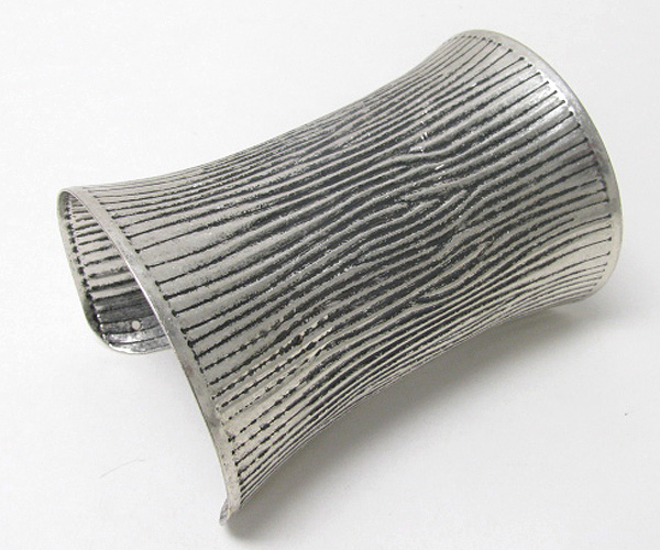 4 inch tall textured metal cuff bangle