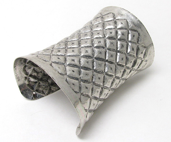 4 inch tall textured metal cuff bangle