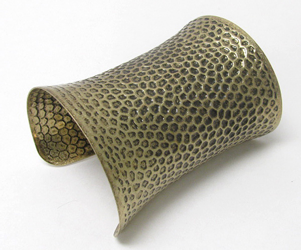 4 inch tall textured metal cuff bangle