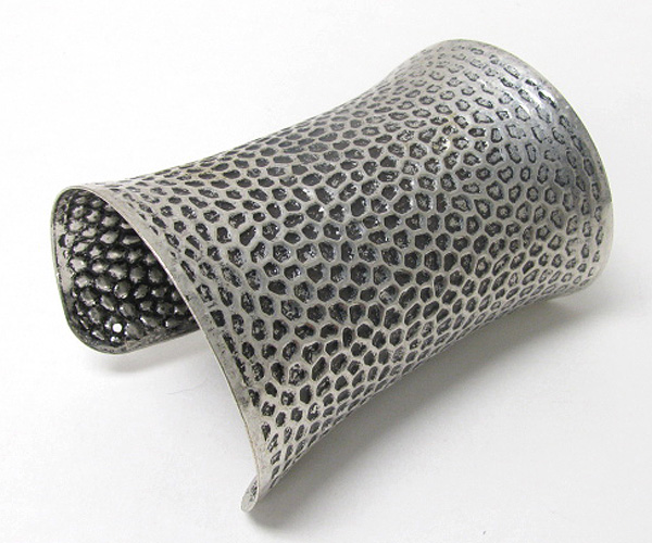 4 inch tall textured metal cuff bangle