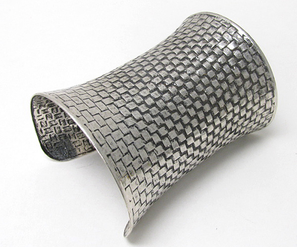 4 inch tall textured metal cuff bangle