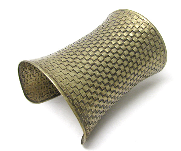 4 inch tall textured metal cuff bangle