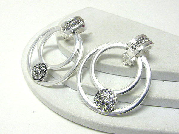 Crystal and double hoop clip on earrings - hoops