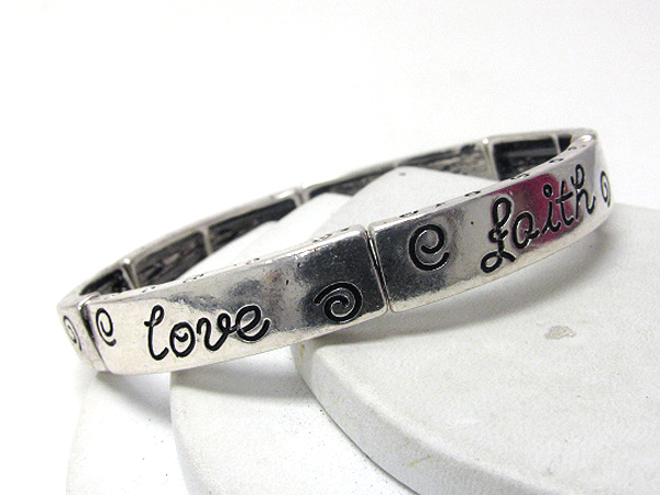 Metal message stretch bracelet