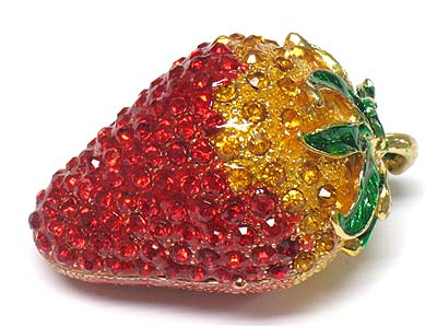 Crystal deco strawberry shape jewelry box