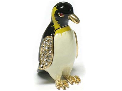 Crystal deco penguin shape jewelry box 