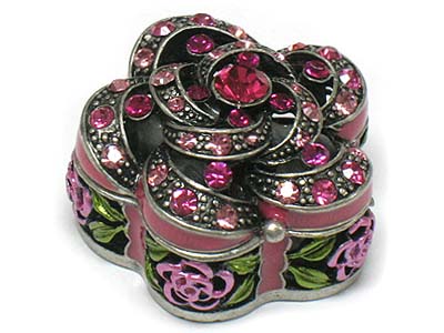 Crystal deco flower pattern jewelry box