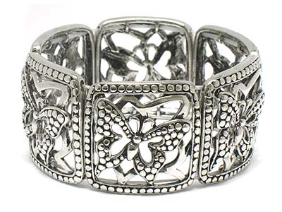 Metal casting butterfly pattern stretch bracelet