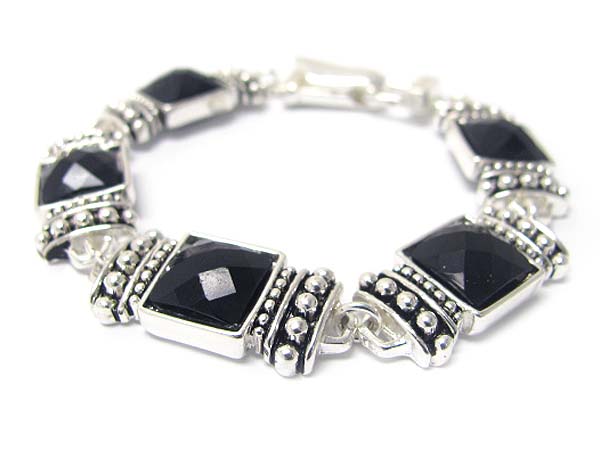 Facet stone nad casting metal magnetic clasp bracelet