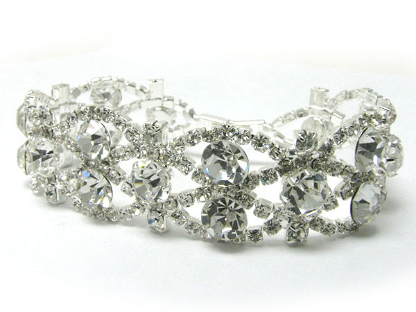 Crystal and rhinestone mesh link bracelet